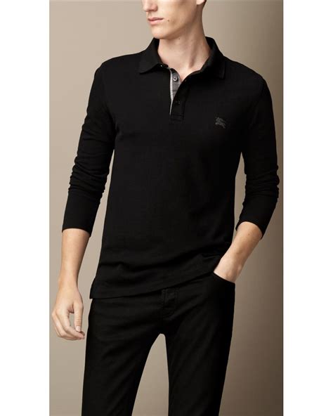 black polo burberry|Burberry long sleeve polo men's.